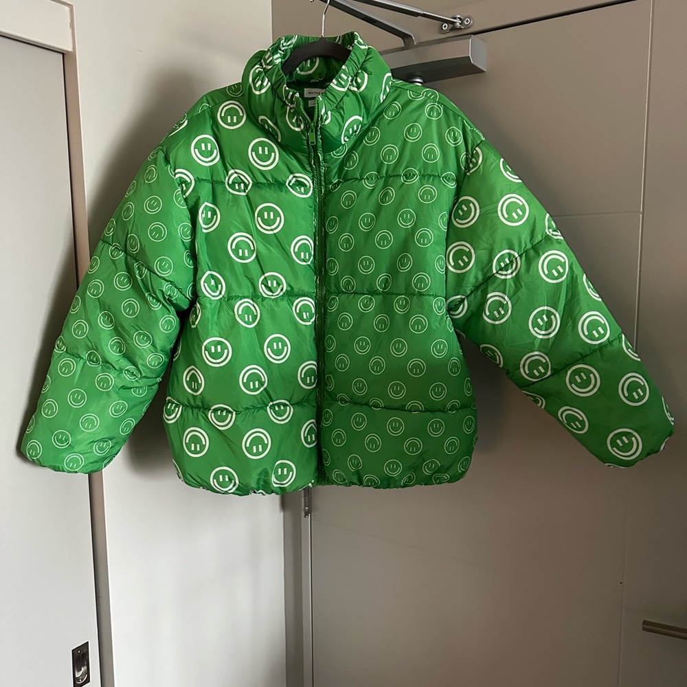 Native Youth Medium Green Smile Print Jacket
